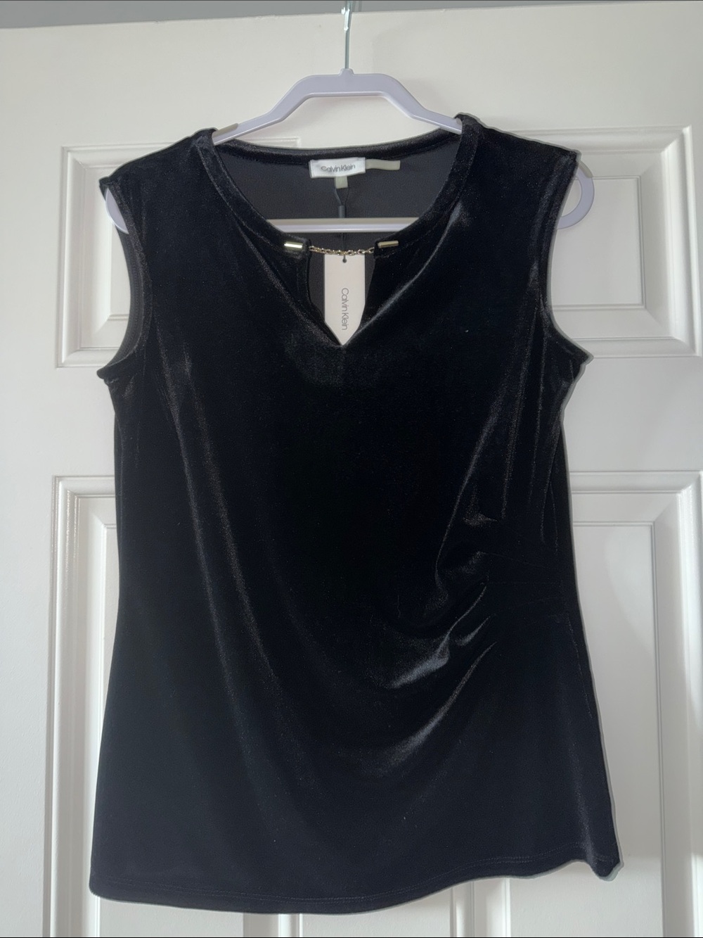 Calvin Klein Black Velvet Sleeveless Shirt